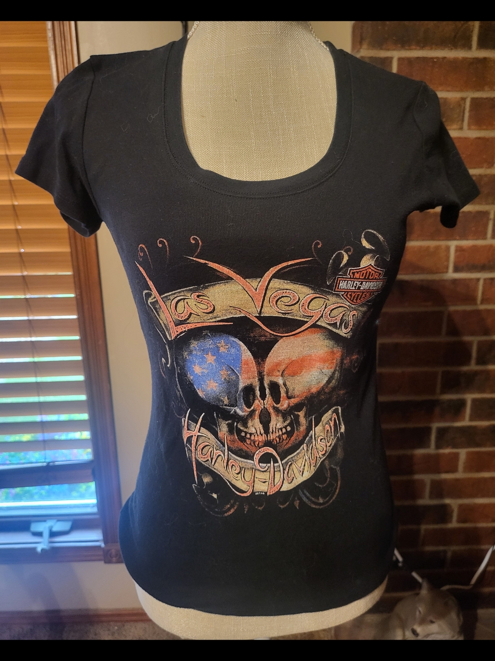 Harley-Davidson Black Women's Las Vegas Skull Flag Graphic Tee